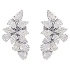 Pendientes en racimo de oro blanco de 18 quilates con diamantes de 2,2 quilates