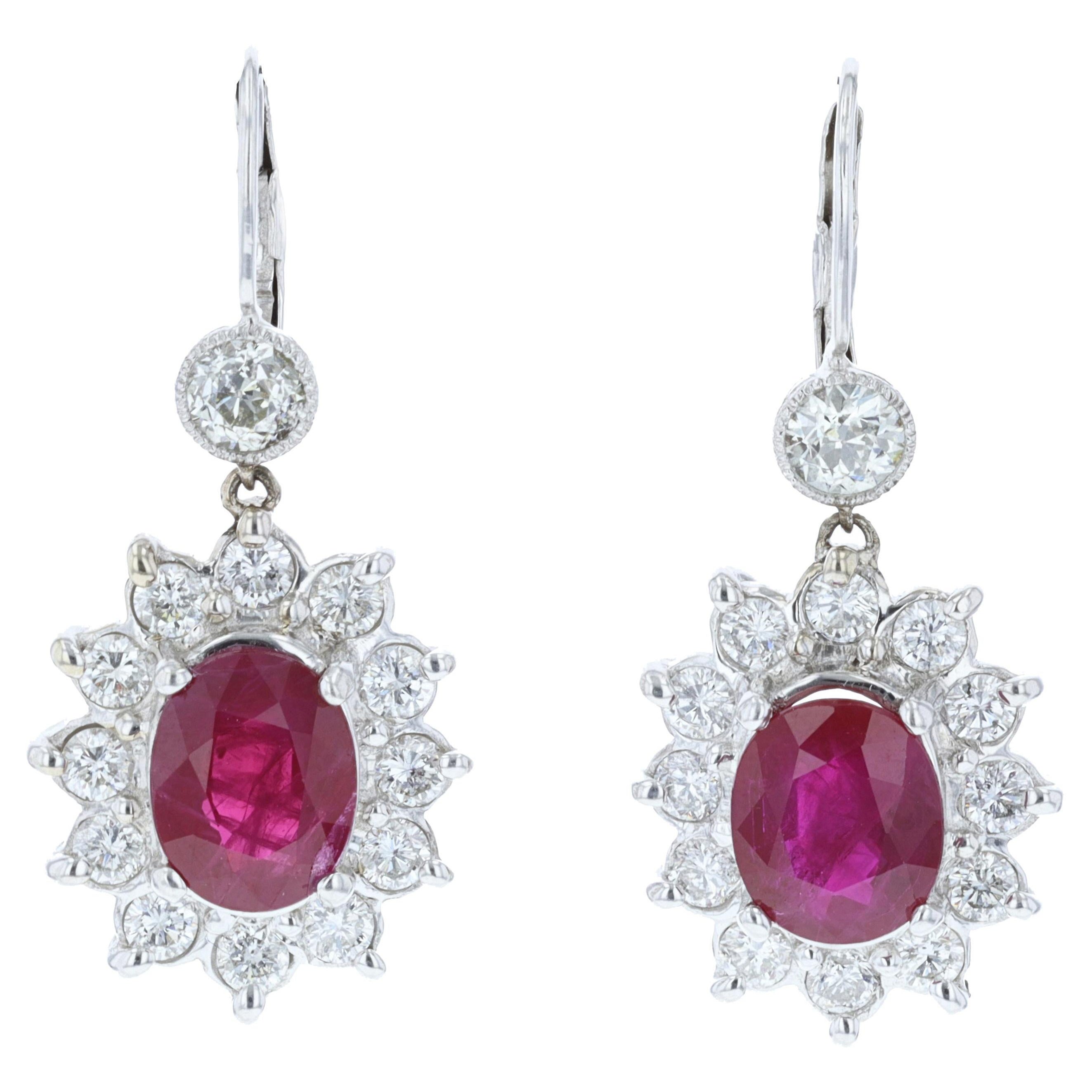 Diamond and Ruby Earring For Sale