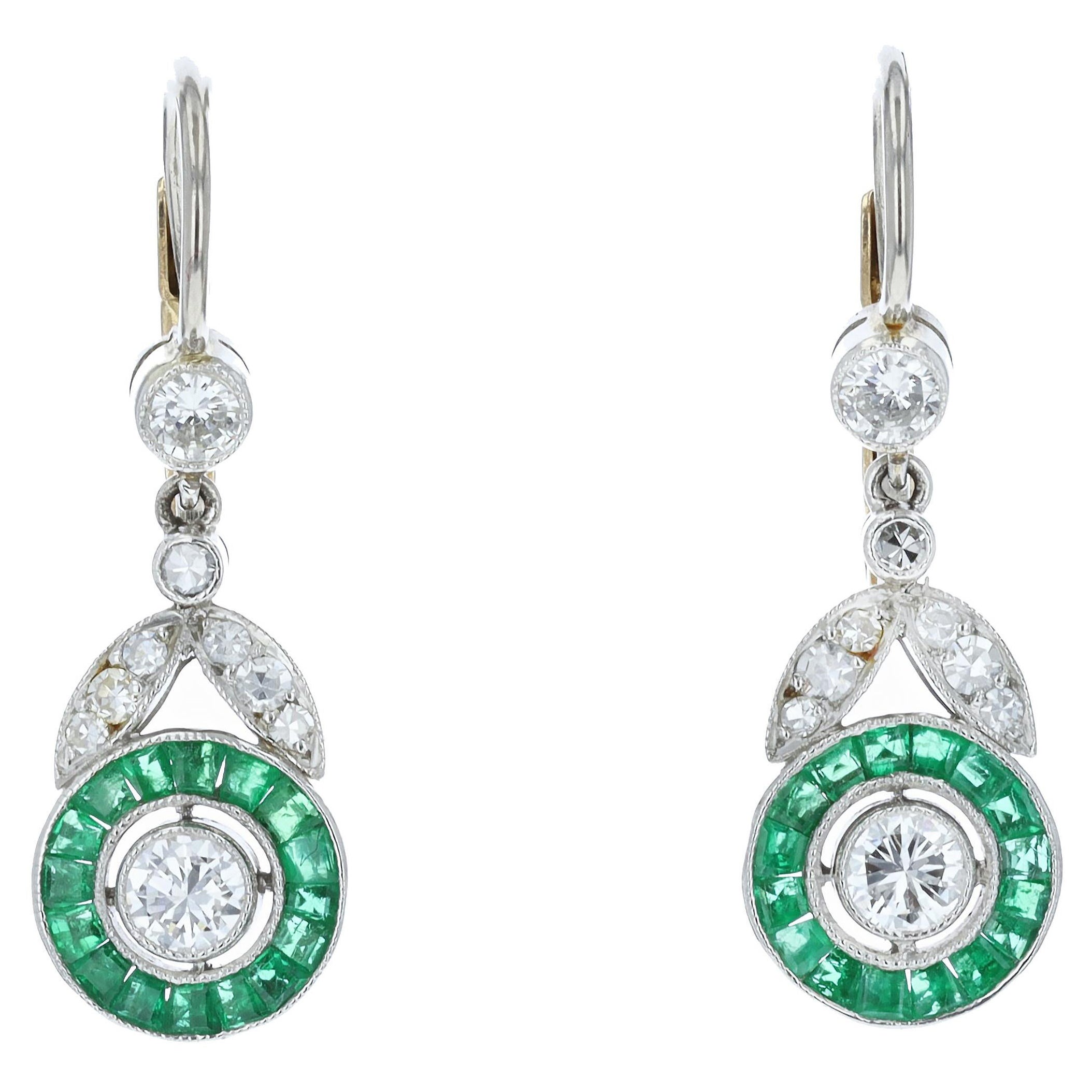 Mid-Century Platinum and Diamond Earrings For Sale at 1stDibs