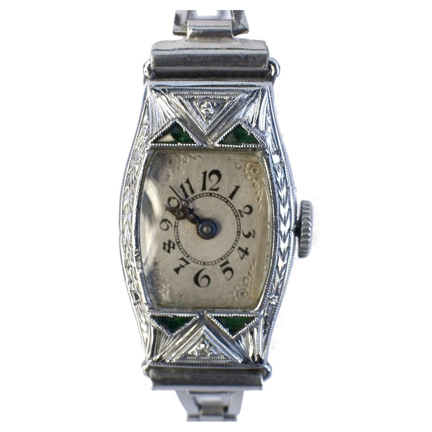 Reloj de pulsera Art Déco para señora, relleno de oro blanco de 14 quilates, c1932