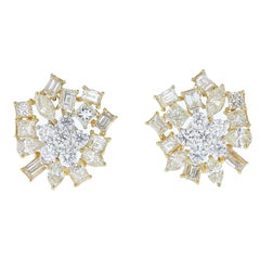 Vintage Yellow and White Gold Diamond Earrings