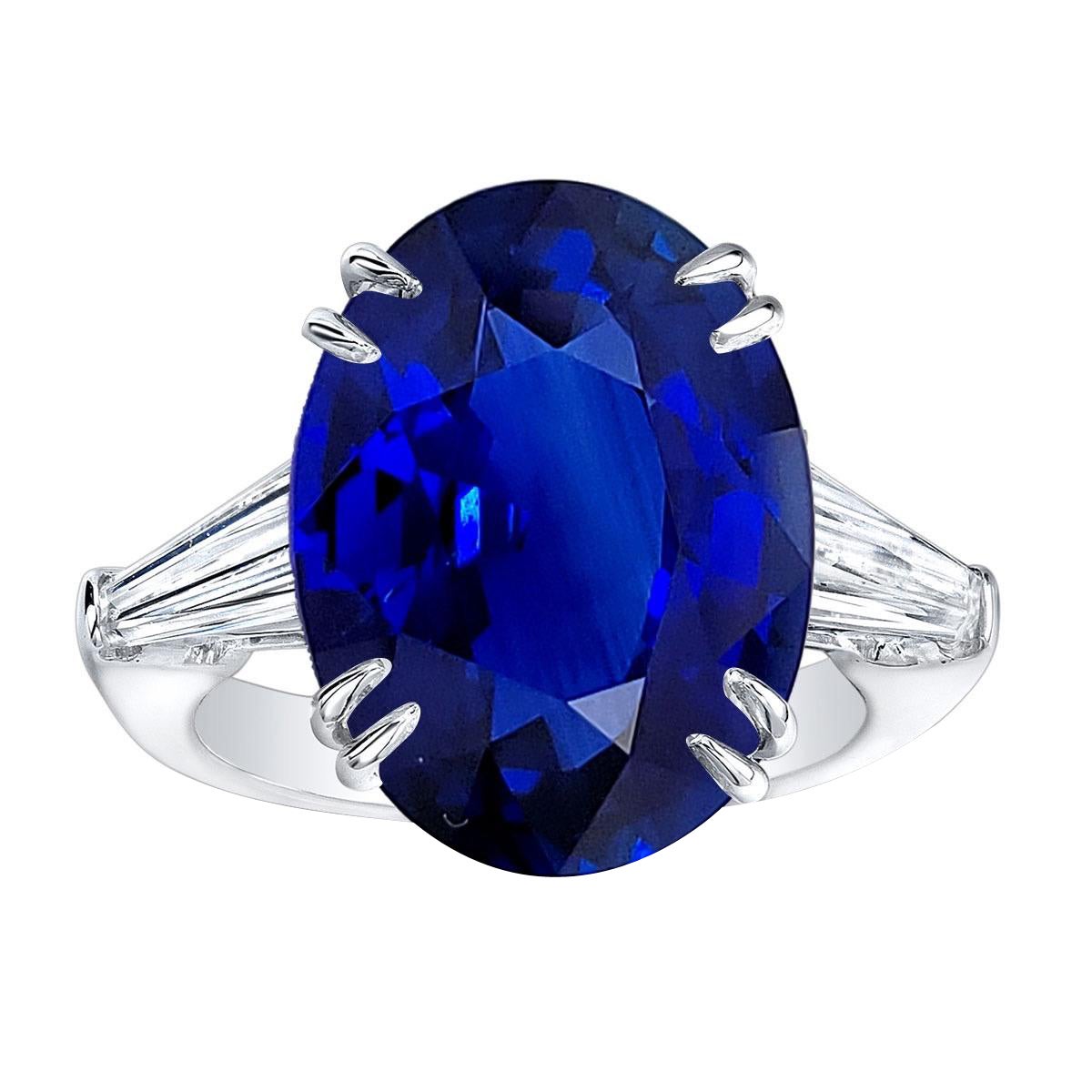 Emilio Jewelry 12.75 Carat Royal Blue Sapphire Ring For Sale