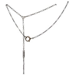 Antique 14K White Gold Long Chain Necklace