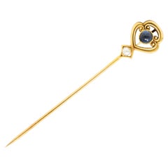 Whiteside & Blank Pearl 0.50 Carat Sapphire 14 Karat Gold Stickpin