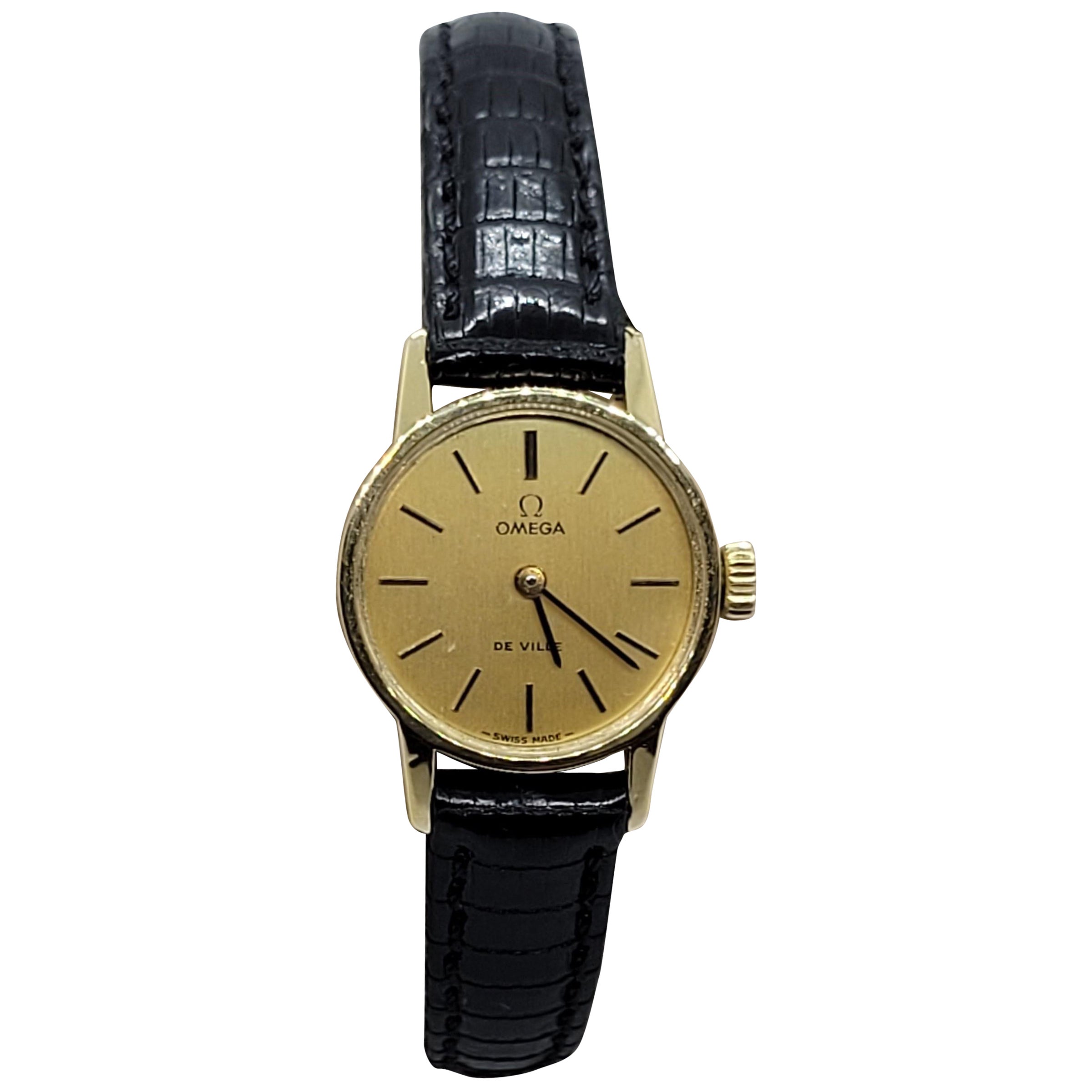 18kt Yellow Gold Omega DeVille Ladies Watch Case 1970s Fully Serviced  Warranty For Sale at 1stDibs