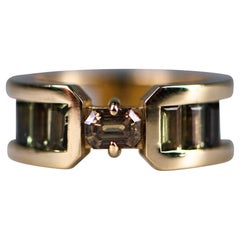 Lempicka Art Deco Style 18K Solid Gold Sapphire Ring by St Desiderata