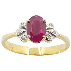 Ruby with Diamond Ring Set in 18 Karat Gold Settings