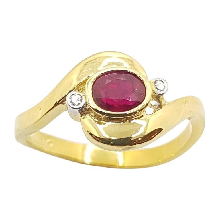 Ruby with Diamond Ring Set in 18 Karat Gold Settings