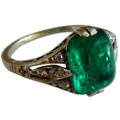 Edwardian 2.63 Carat Emerald Platinum Ring