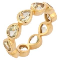 18kt Solid Yellow Gold Pear Cut Lemon Topaz Eternity Band