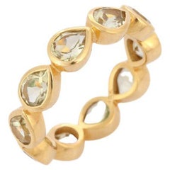 18kt Solid Yellow Gold Pear Cut Lemon Topaz Eternity Band