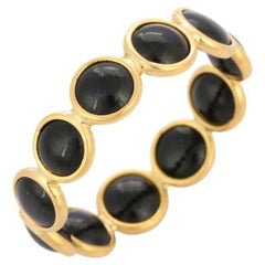 Black Onyx Eternity Band Ring in 18k Solid Yellow Gold