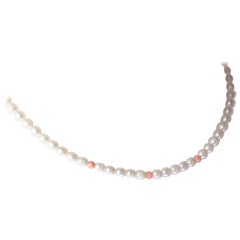 Intini Jewels Freshwater Pearl Coral 14 Karat White Gold Cocktail Necklace