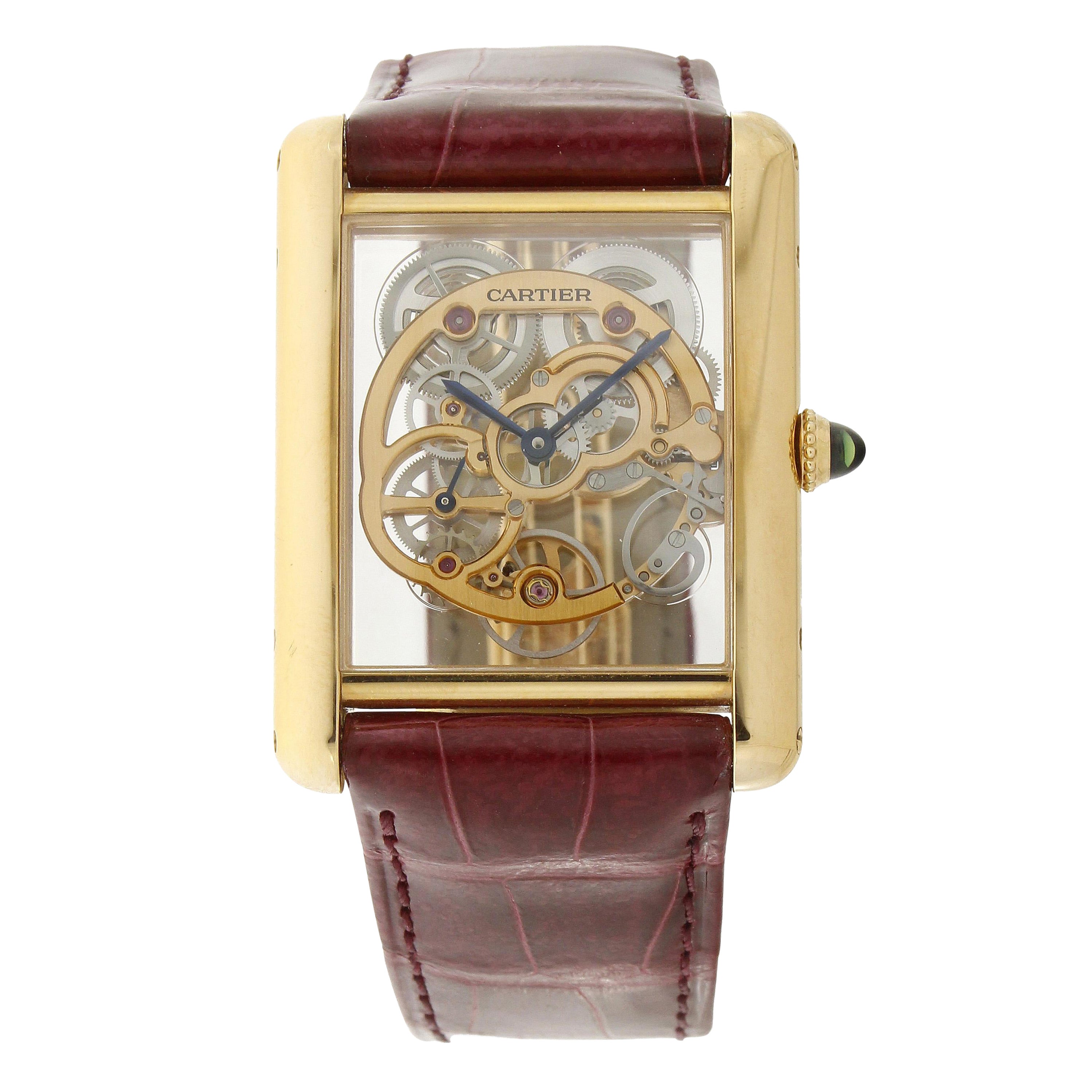 Cartier Tank Jumbo Louis Ref WHTA0002 Skeleton Wristwatch in 18k Roségold