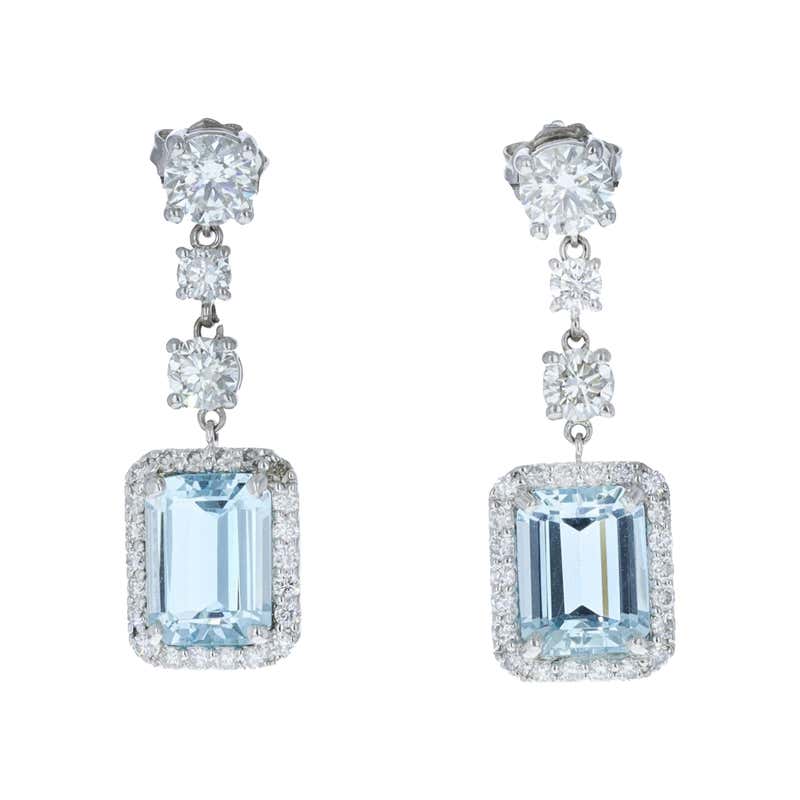 Aquamarine and Diamond Earrings at 1stDibs