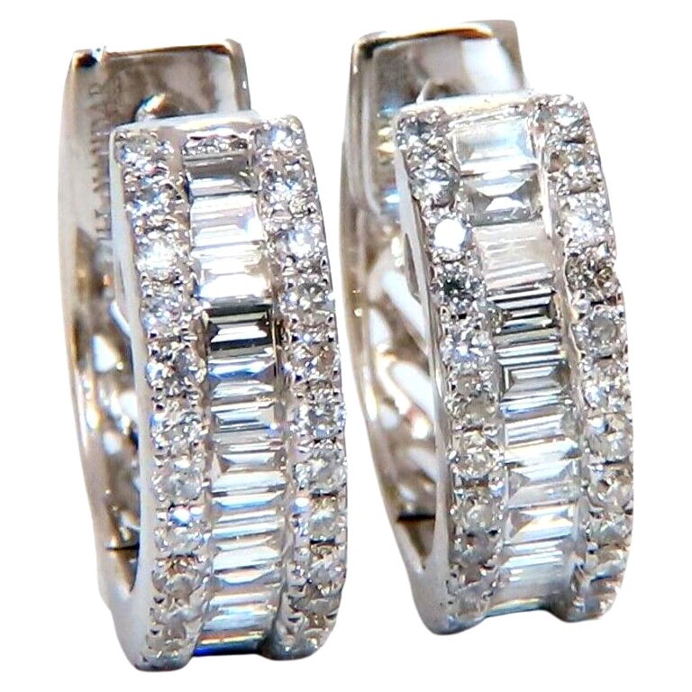 Double Row Diamond Huggie Style Earrings at 1stDibs