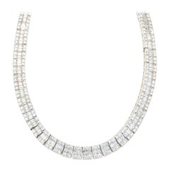 18 Karat White Gold Mosaic Set Diamond Collar Necklace