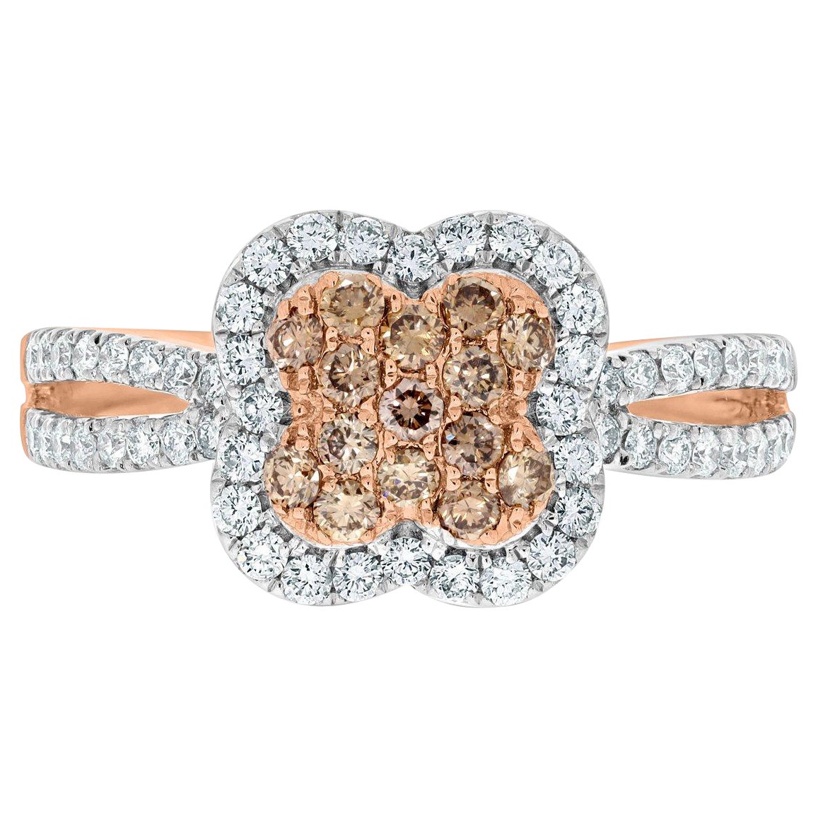 0.28ct Pink Diamonds Ring with 0.43tct Diamonds Set in 14k Rose Gold For Sale
