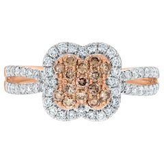0,28 Karat rosa Diamanten Ring mit 0,43 Karat Diamanten in 14 Karat Roségold gefasst