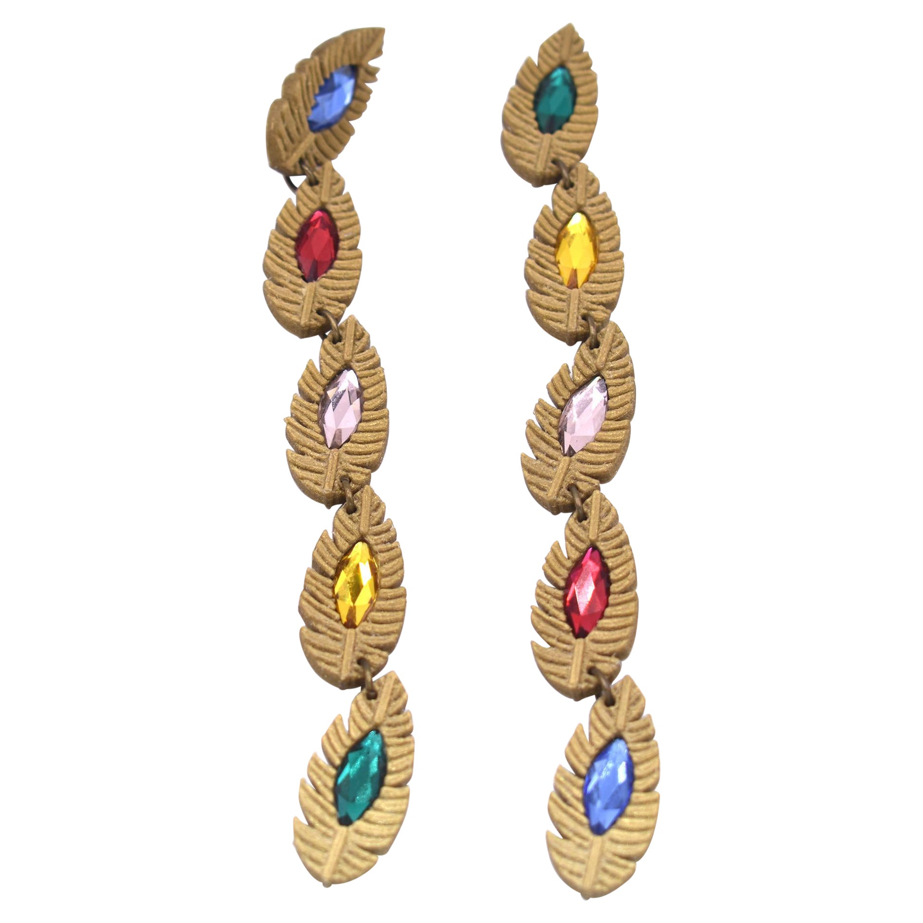 3d Printed Bronze Swarovski Crystal Fool's Paradise Earrings