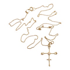 RIMA JEWELS’ Byzantine Ojo De Dios 18k Gold Cross Necklace Set with Diamonds