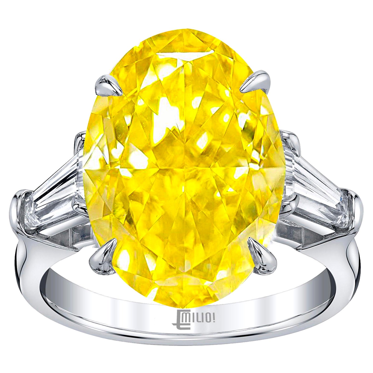 Emilio Jewelry, bague en diamant jaune vif de 4,00 carats certifié GIA en vente