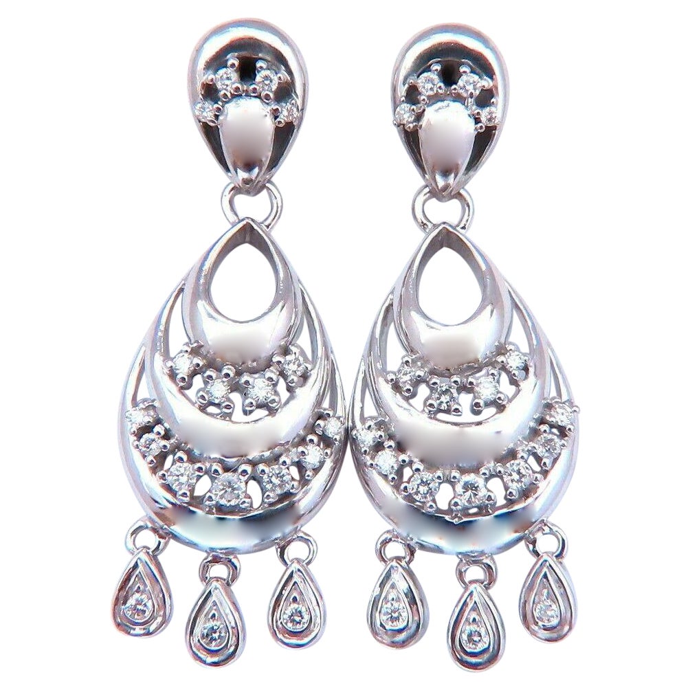 .60 Carat Natural Diamond Semi Crescent Dangle Earrings 14kt