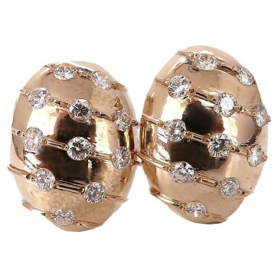 2ct. Natural Round Diamond Dome Wave Clip Earrings 14kt Egg Shape