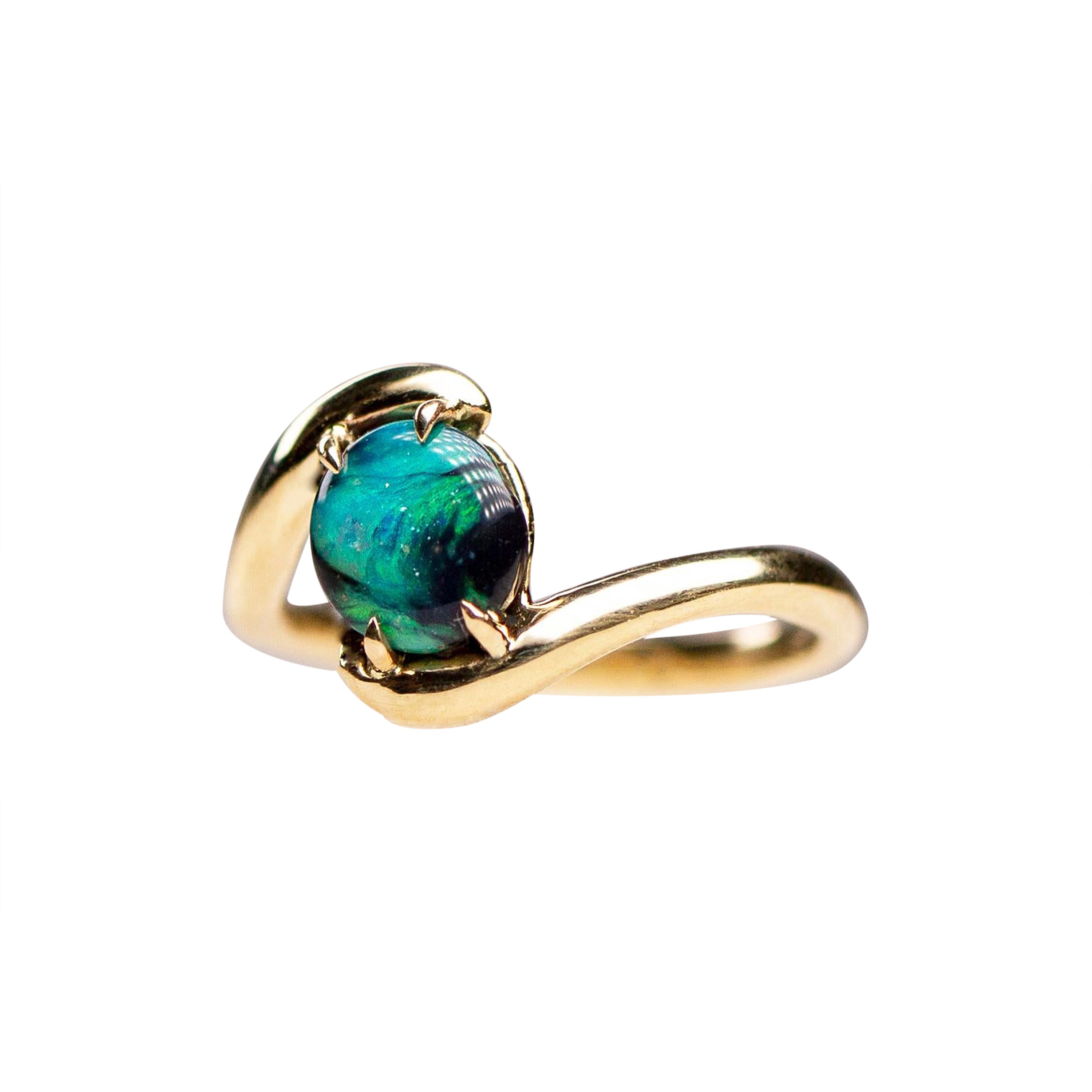 14k Yellow Gold D.O.W. OOAK Opal Ring by St Desiderata For Sale