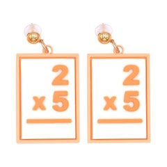 3d Printed Do the Math Flashcard Style Earrings, Peach