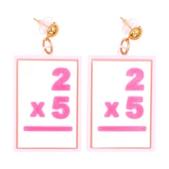 3d Printed Do the Math Flashcard Style Earrings, Pink