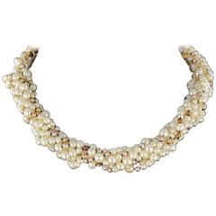 Unique Combination Pearl Necklace and 1960s Diamond Brooch Clip 2