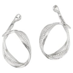 Neha Dani Pear Shape White Diamonds Set in 18K White Gold Callista Hoop Earrings