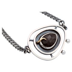 Black Sapphire Pearl 14K Sterling Silver Abyss Necklace by TIN HAUS