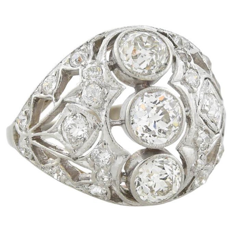 Bague dôme édouardienne en diamants 2 carats