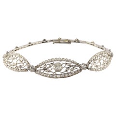 Belle Epoque Era Diamond and Filigree Bracelet 