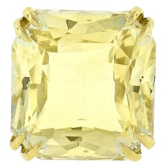 New Platinum 18k Gold GIA 5.05ct No Heat Yellow Ceylon Sapphire Solitaire Ring