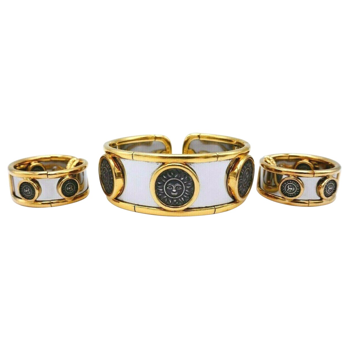 Marina B Vintage Yellow Gold Silver Stainless Steel Soleil Set