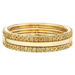 Natural Fancy Intense Yellow Diamond Stackable Ring Set in 18K Gold