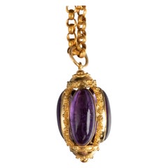 Etruscan Revival Amethyst Three-Sided Pendant