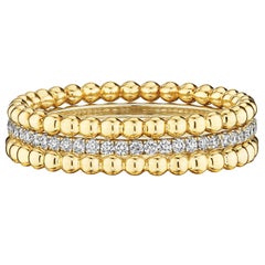Diamond Eternity Band with Bead Stackable Ring Set in 18K Gold