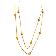Vintage 18 Karat Yellow Gold Box Chain Ball Necklace