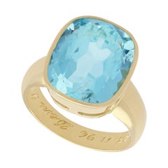 Retro 9.54Ct Aquamarine and Yellow Gold Ring, Circa 1980