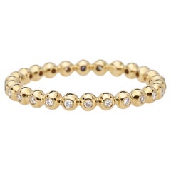 Bague à anneau en or 18 carats avec diamants, bague empilable de style Boho, granulée et perlée