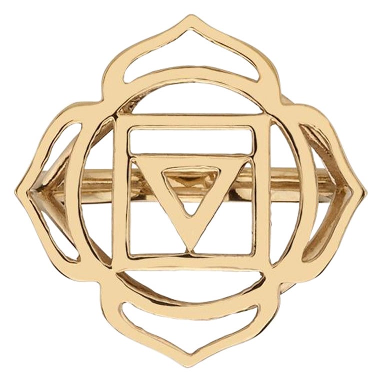 En vente :  Anneau de yoga fait main en or 14 carats avec base en chakra Muladhara, cadeau pour elle