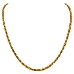 collier en or jaune pur 24 carats:: chaîne lourde et fantaisie à maillons câblés