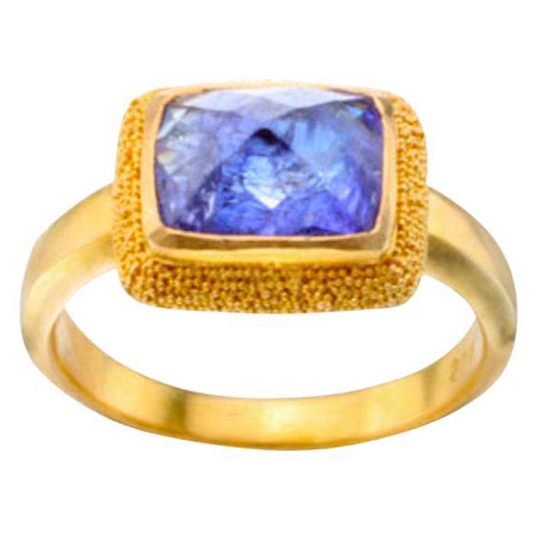 Steven Battelle 2.1 Carats Rose-Cut Tanzanite 22K Gold Ring