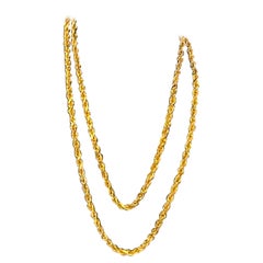 Vintage 22 Karat Yellow Gold 26 Gm Rope Chain Necklace, Long, S Shape