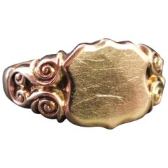 Antique 9 Karat Gold Signet Ring Heavy, Shield Shaped