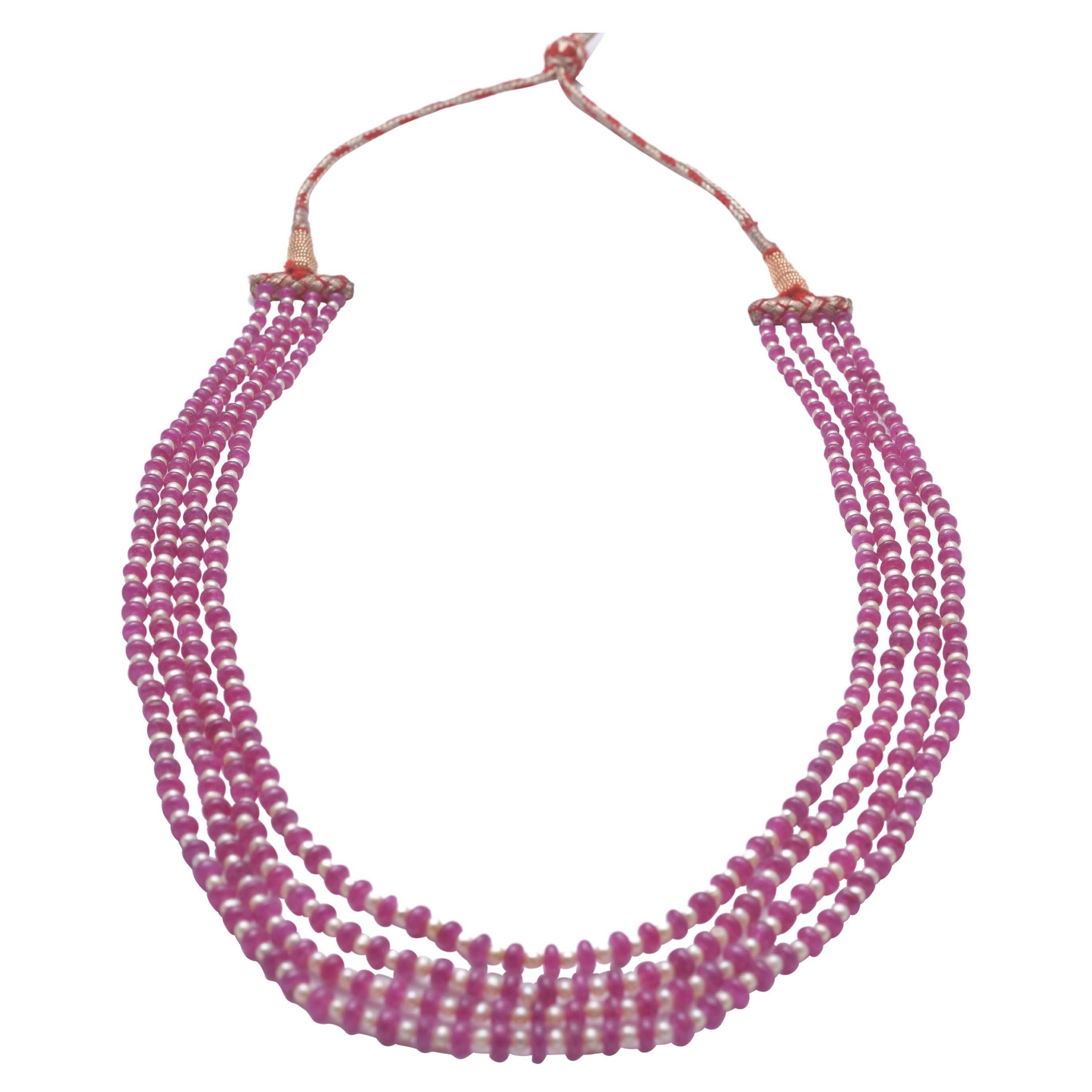 Ruby and pearl String Necklace